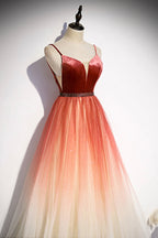 Vestido de noche de tul con escote en V y corte en A talla 74