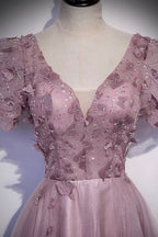Rosa Tüll Pailletten langes Ballkleid rosa Abendkleid s61
