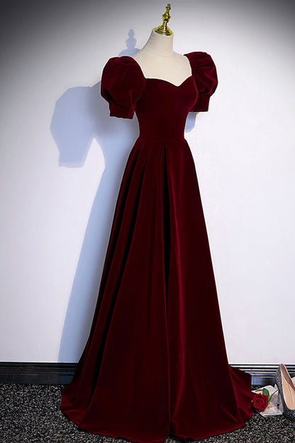 Burgunder Samt langes Ballkleid Abendkleid S88