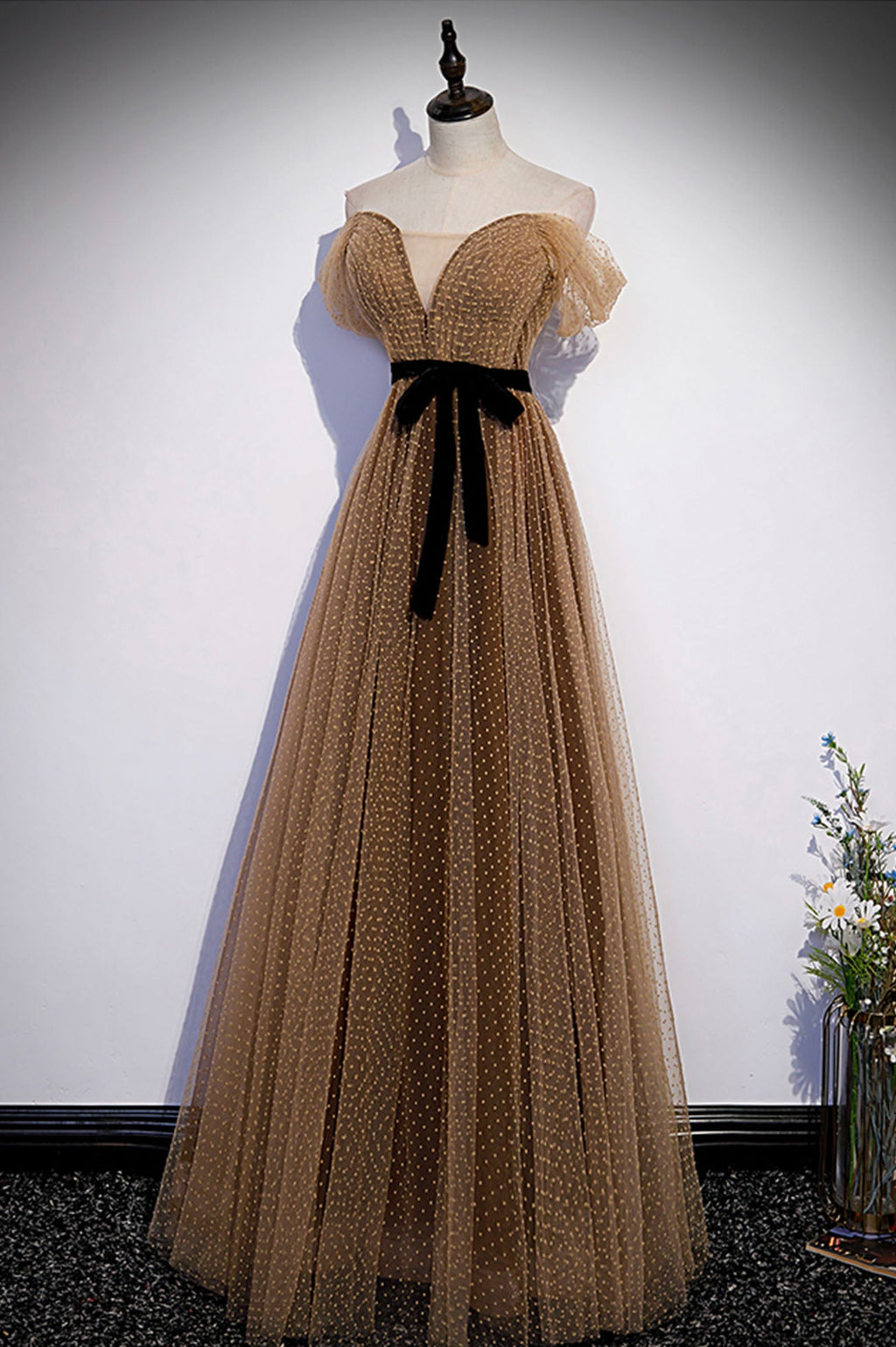 Lindo vestido de fiesta largo de tul, vestido de noche de corte A, talla 62