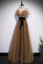 Lindo vestido de fiesta largo de tul, vestido de noche de corte A, talla 62