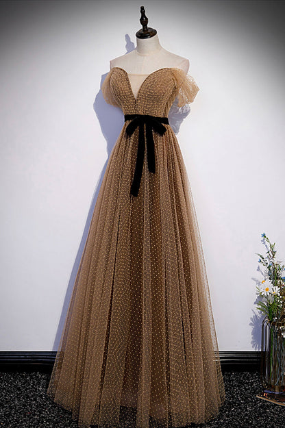 Süßes langes Tüll-Ballkleid A-Linie Abendkleid S62