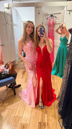 Vestido de noche elegante con un solo hombro y lentejuelas rosas, vestido de noche rosa brillante Y1633