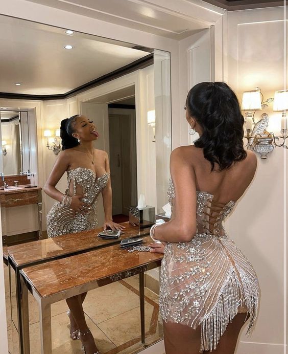 Vestido de fiesta para 21 cumpleaños, lujoso y pesado, hecho a mano, impresionante vestido de regreso a casa Y1537