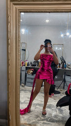Hot Pink Kurzes Homecoming-Kleid, 22. Geburtstagsparty-Kleid Y1541