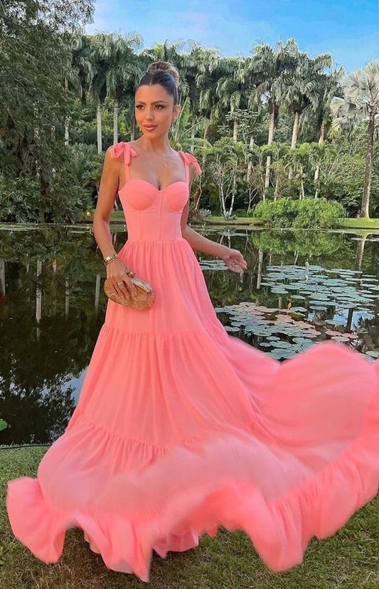 Vestido de fiesta largo sin mangas con corte en A, vestidos de noche Y1877