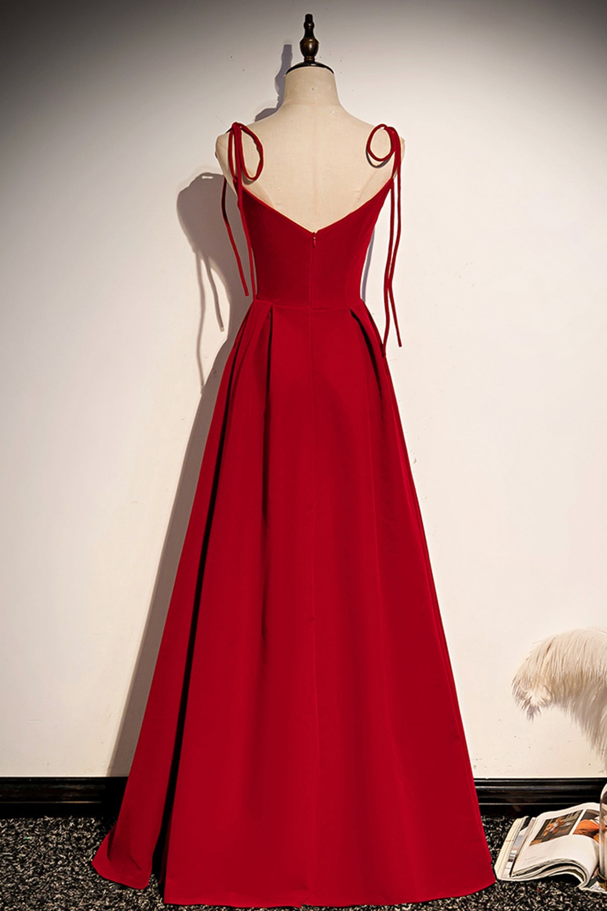Schlichtes langes A-Linien-Ballkleid aus Samt, Abendkleid S70