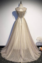 Stilvolles langes Ballkleid aus Tüll in A-Linie, Abendkleid s108