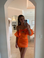 Sexy Orange Kurze Homecoming Kleider,Bodycon Kleid Y1341