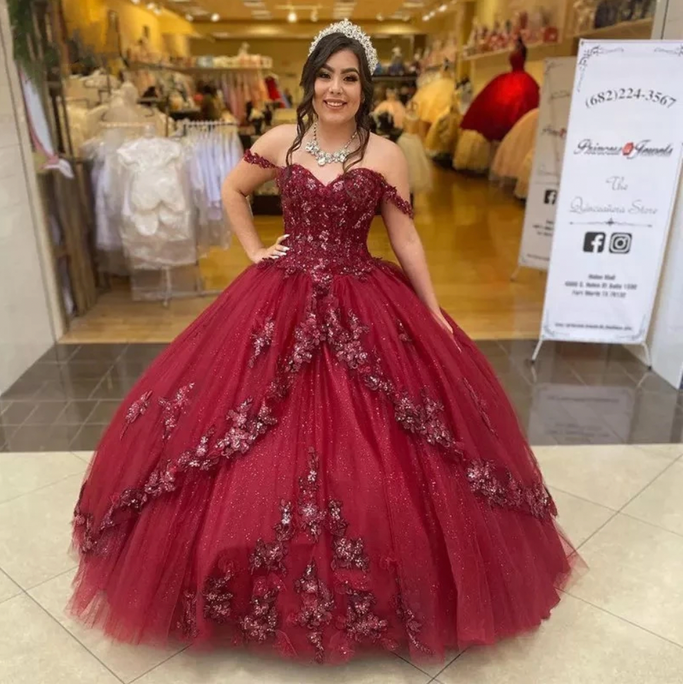 Off the Shoulder Pageant Kleid Sweet 16 Kleid Geburtstagskleider, glitzerndes Ballkleid Y1111