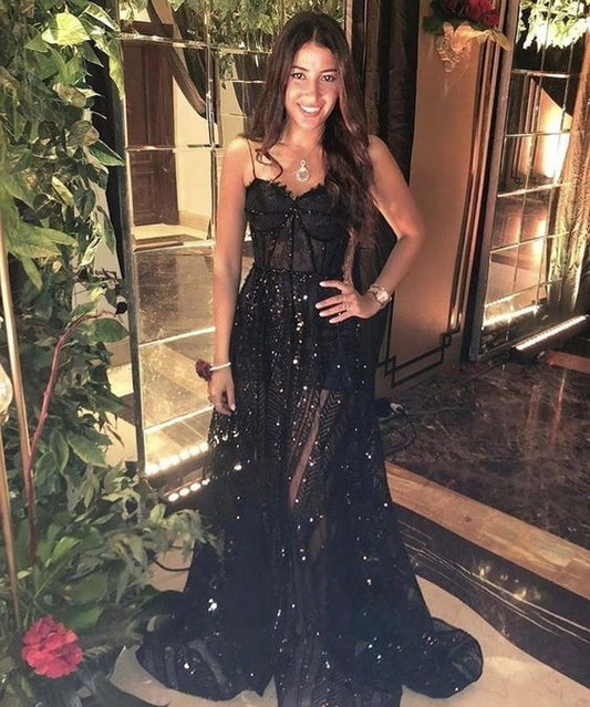 Vestido de fiesta negro de moda nuevo, vestido de noche Y1607