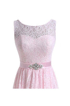 Vestidos de fiesta cortos de encaje rosa carne PG053