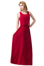 Vestidos de dama de honor de gasa cuadrados con corte A y largo hasta el suelo