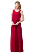 Vestidos de dama de honor de gasa cuadrados con corte A y largo hasta el suelo