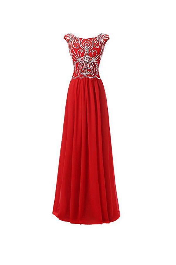 Vestido de dama de honor largo hasta el suelo con mangas cortas de gasa, vestido de noche para graduación PG317