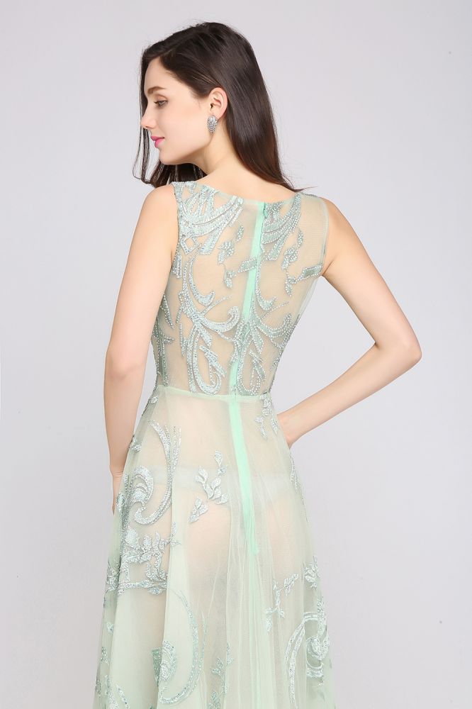 Vestidos de fiesta sexys verdes hasta el suelo