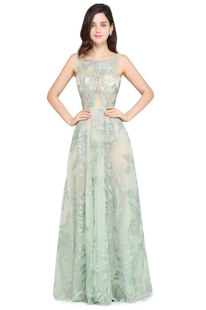 Vestidos de fiesta sexys verdes hasta el suelo