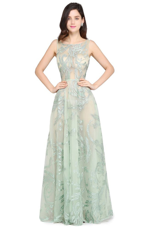 Vestidos de fiesta sexys verdes hasta el suelo