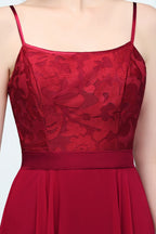 Vestidos de fiesta de corte A con apliques de encaje y espagueti hasta el suelo