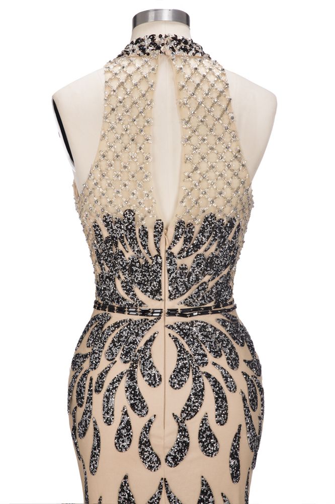 Floor Length Mermaid Halter Sequined Patterns Prom Dresses