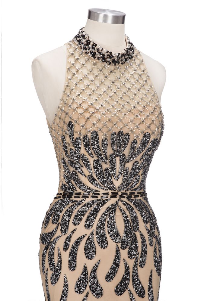 Floor Length Mermaid Halter Sequined Patterns Prom Dresses