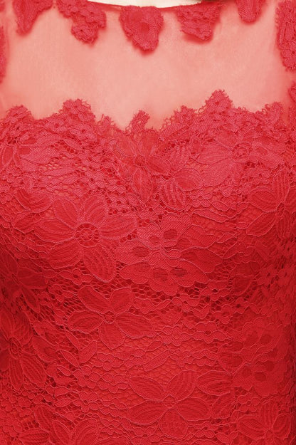 Floor Length Mermaid Illusion Neckline Sleeveless Tulle Lace Prom Dresses