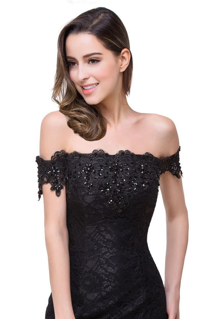 Bodenlang Meerjungfrau Spitze Off Shoulder Brautjungfernkleider