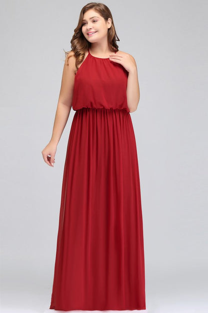 Floor Length Sleeveless A-Line Straps Plus size Evening Dresses with Ruffles