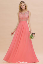 Floral Lace A-line Simple Wedding Dress Sleeveless Maxi Bridesmaid Dress