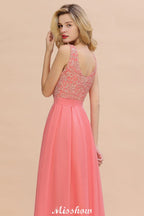 Floral Lace A-line Simple Wedding Dress Sleeveless Maxi Bridesmaid Dress