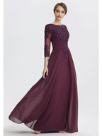 Vestidos de madre de la novia de corte A/princesa con escote joya y largo hasta el suelo