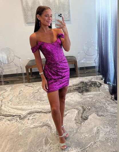 Zinnia | Vestido de fiesta con lentejuelas y hombros descubiertos
