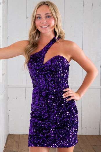 Adriana |Asymmetrisches One-Shoulder-Heimkehrkleid mit Pailletten