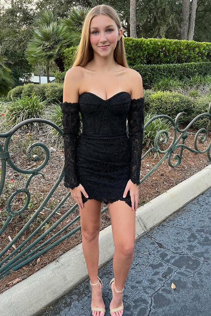 Sweetheart Lace Corset Bodycon Homecoming Dress