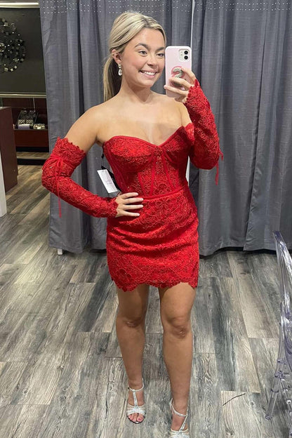 Sweetheart Lace Corset Bodycon Homecoming Dress