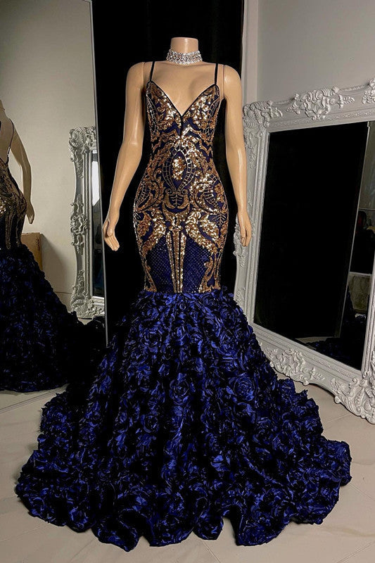 Glamouröses, langes, ärmelloses Meerjungfrau-Abschlussballkleid mit Spaghettiträgern