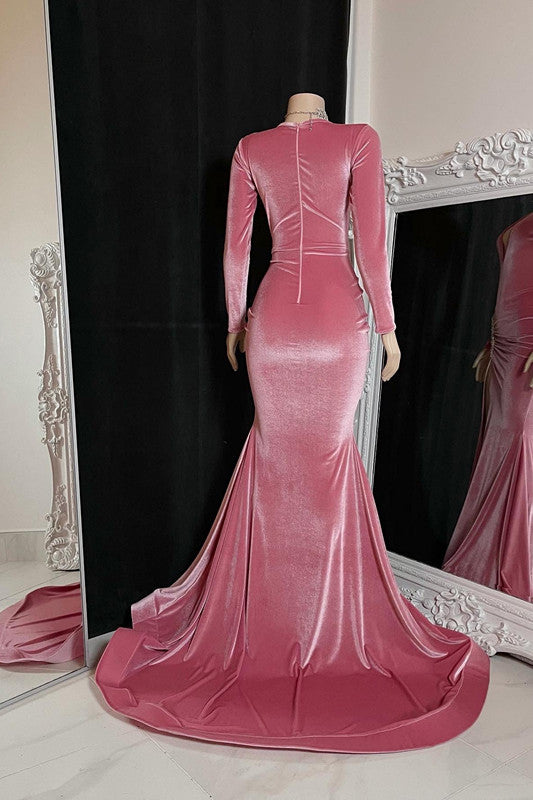 Glamorous Long Mermaid Sleeveless V-neck Split Front Prom Dress