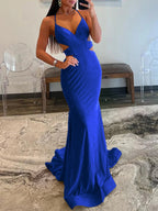 Glint | Vestidos de fiesta largos con lentejuelas amarillas, escote en V y corte sirena brillante