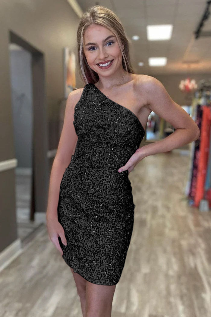 Vicky | Vestido de fiesta de lentejuelas con un solo hombro