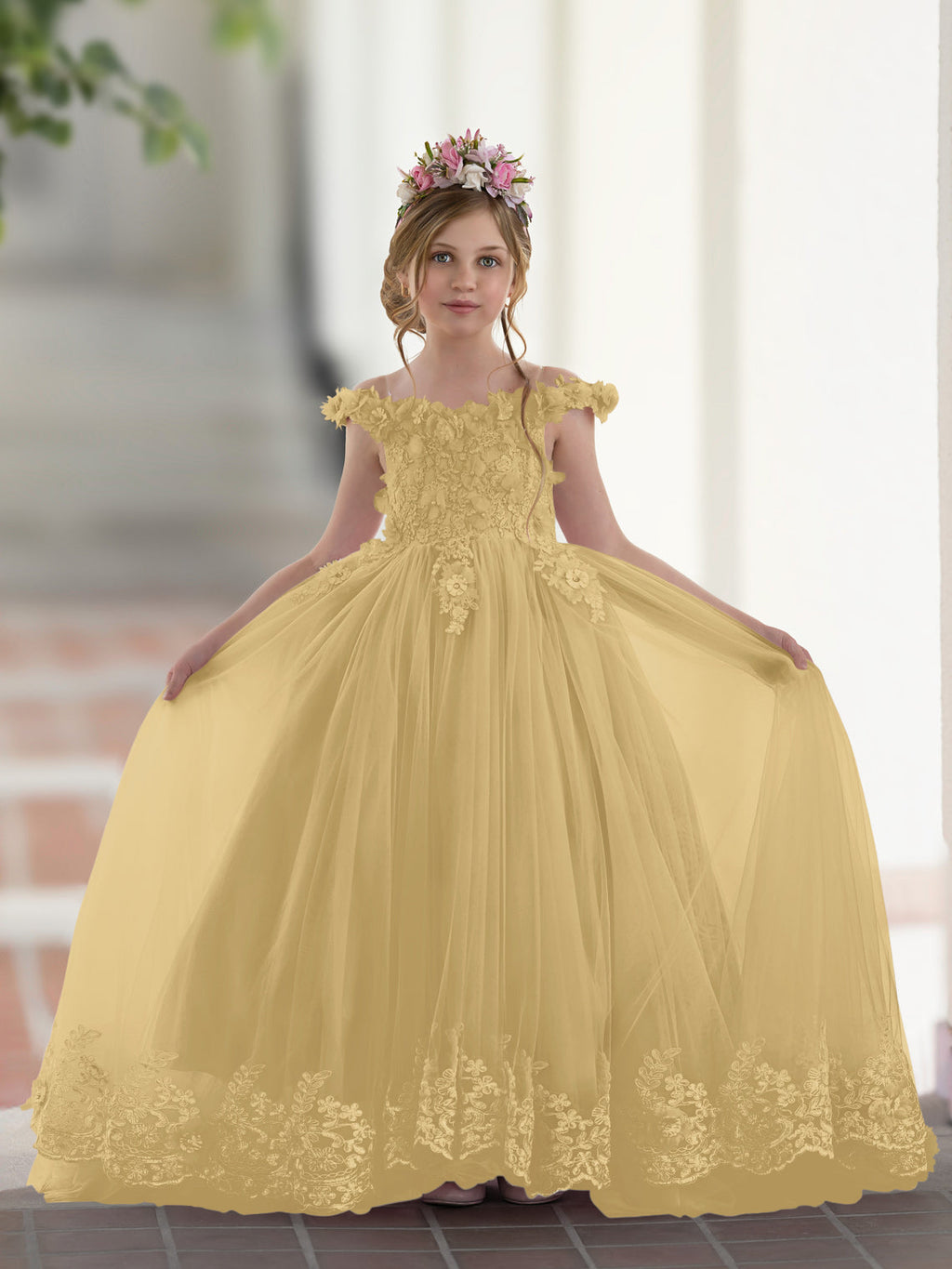 Vestido de fiesta/princesa de encaje con cola larga, color rosa, para cumpleaños