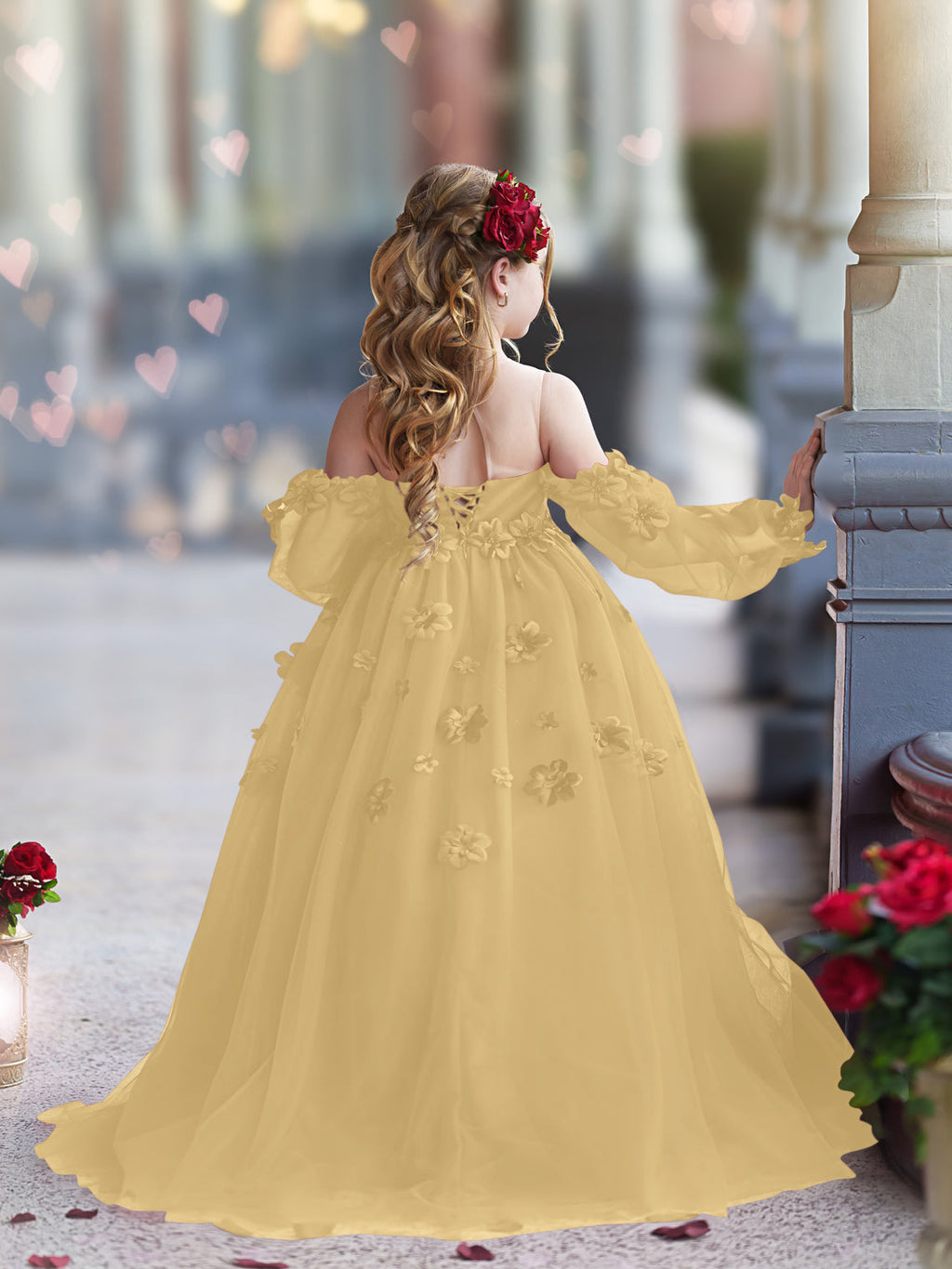 Vestidos de niña de las flores con vestido de princesa y flores en 3D