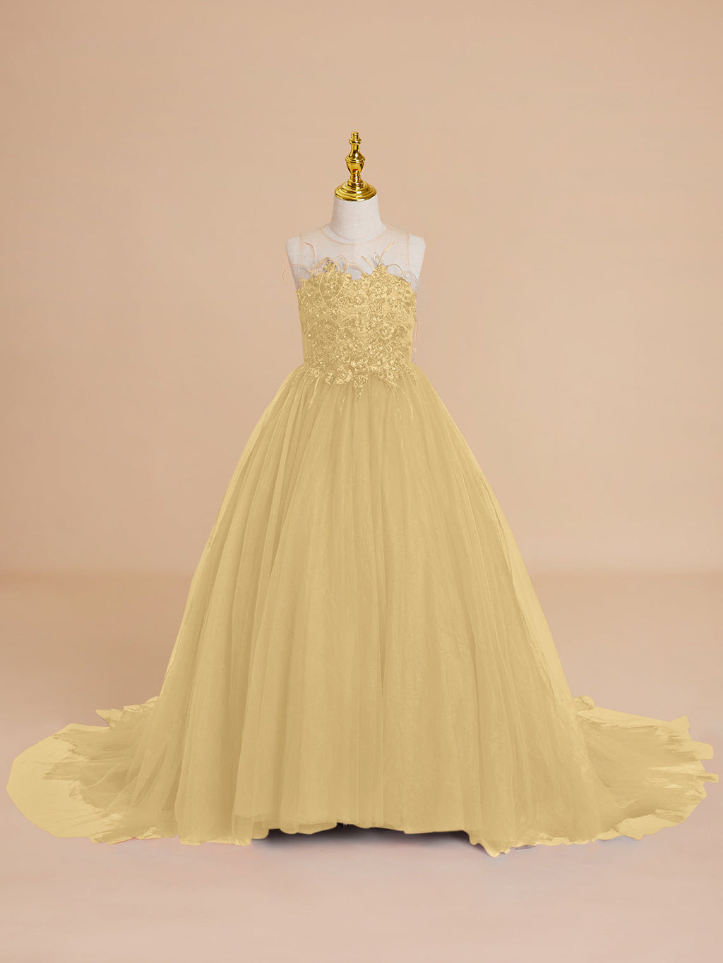 Ball-Gown/Princess Tulle Sweep Train Flower Girl Dress