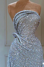 Gorgeous A-line Sleeveless Sequined Prom Dress With Ruffles