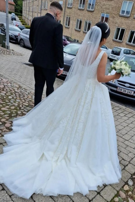Gorgeous A-line Sleeveless Wedding Dresses With Lace
