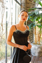 Gorgeous Black Mermaid Straps Sequined Prom Dress With Slit