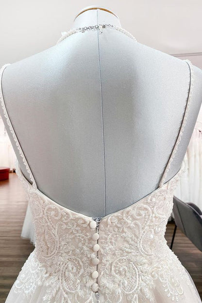 Gorgeous Long A-line Sweetheart Spaghetti Straps Tulle Lace Wedding Dresses