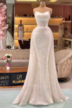 Wunderschönes langes Meerjungfrau-Ballkleid mit Glitzer und Herzausschnitt