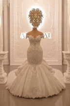 Gorgeous Long Off the Shoulder Crystal Backless Mermaid Wedding Dresses
