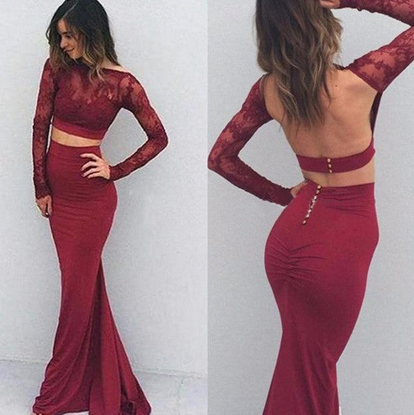 Hermosos vestidos de fiesta de sirena con escote barco, spandex, mangas largas y largo hasta el suelo