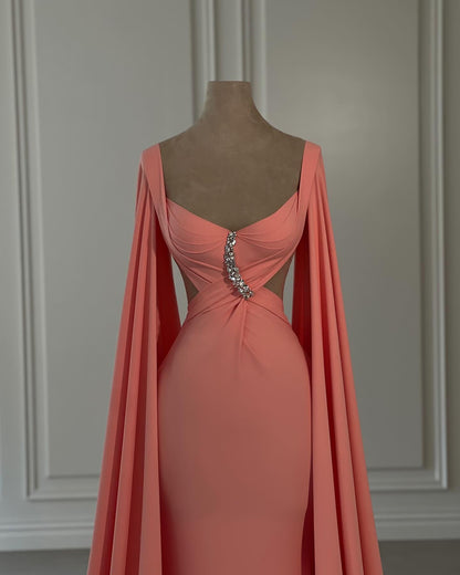 Wunderschöne Meerjungfrau Chiffon Off-The-Shoulder Flügelärmeln Ballkleider mit Strass
